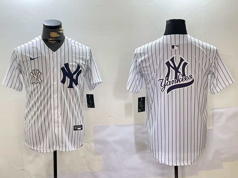 Men New York Yankees Blank White stripe Game 2024 Nike MLB Jersey style 102731->new york yankees->MLB Jersey